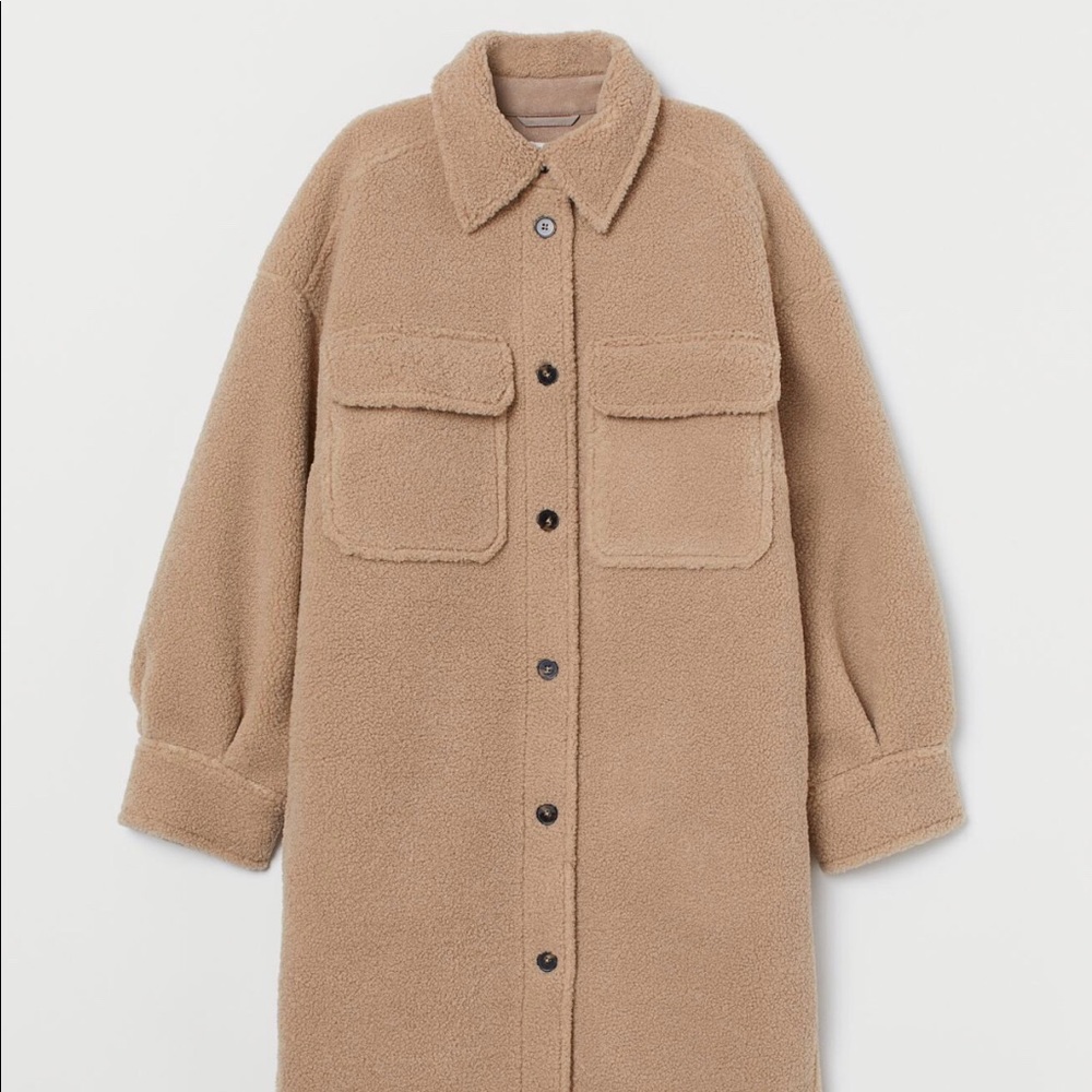 H&M faux shearling shirt coat jacket